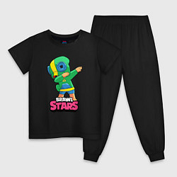 Пижама хлопковая детская Brawl Stars Leon, Dab, цвет: черный