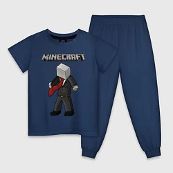 Пижама хлопковая детская Слендермен - Minecraft, цвет: тёмно-синий