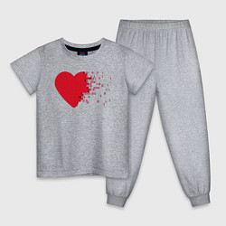 Пижама хлопковая детская Сердце, цвет: меланж