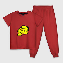 Пижама хлопковая детская Сыр-пиксели, цвет: красный