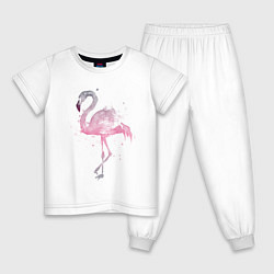 Пижама хлопковая детская Flamingo, цвет: белый