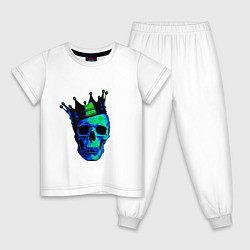 Пижама хлопковая детская Skeleton King, цвет: белый