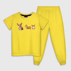 Пижама хлопковая детская Корги, цвет: желтый