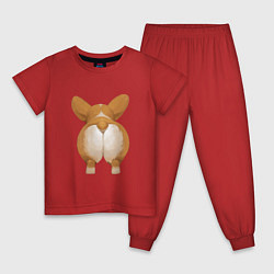 Пижама хлопковая детская Корги, цвет: красный