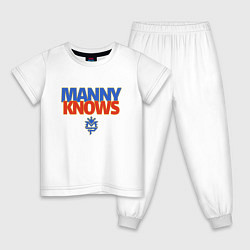 Пижама хлопковая детская Manny Knows, цвет: белый