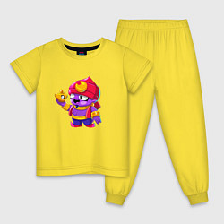 Пижама хлопковая детская BRAWL STARS GENE, цвет: желтый