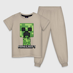 Пижама хлопковая детская MINECRAFT, цвет: миндальный