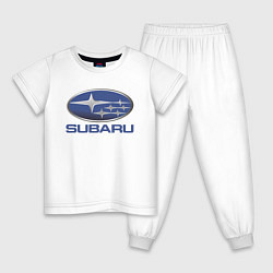 Пижама хлопковая детская SUBARU, цвет: белый