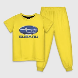 Пижама хлопковая детская SUBARU, цвет: желтый