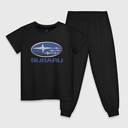 Пижама хлопковая детская SUBARU, цвет: черный