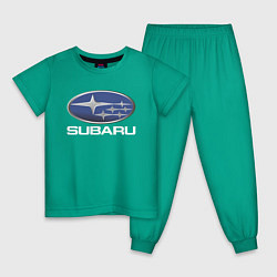 Пижама хлопковая детская SUBARU цвета зеленый — фото 1