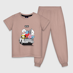 Пижама хлопковая детская BT21, цвет: пыльно-розовый