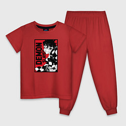 Пижама хлопковая детская KIMETSU NO YAIBA, цвет: красный