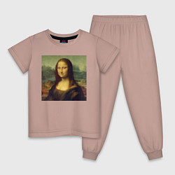 Пижама хлопковая детская Mona Lisa pixels, цвет: пыльно-розовый