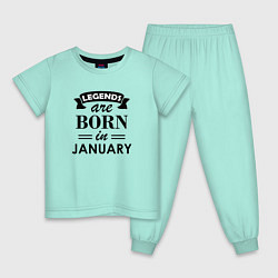 Пижама хлопковая детская Legends are born in january, цвет: мятный