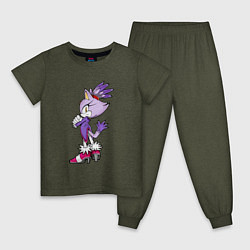 Пижама хлопковая детская SONIC Кошка Блейз, цвет: меланж-хаки