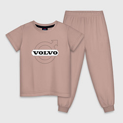 Пижама хлопковая детская VOLVO, цвет: пыльно-розовый