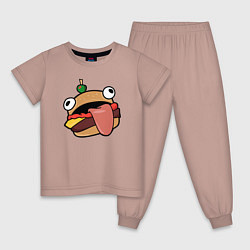 Пижама хлопковая детская Fortnite Burger, цвет: пыльно-розовый