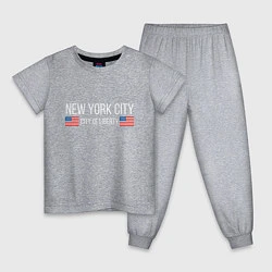 Пижама хлопковая детская NEW YORK, цвет: меланж
