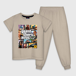Пижама хлопковая детская GTA5, цвет: миндальный