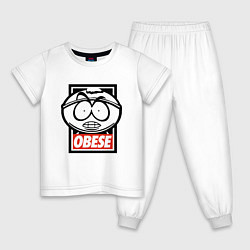 Пижама хлопковая детская OBESE, цвет: белый