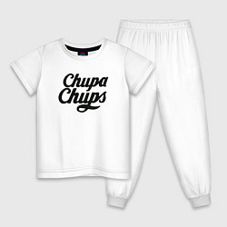 Пижама хлопковая детская Chupa-Chups Logo, цвет: белый