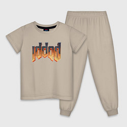 Пижама хлопковая детская IDDQD DOOM, цвет: миндальный