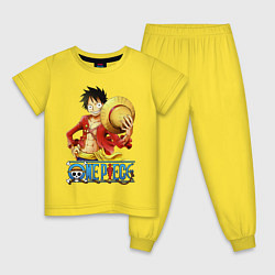 Пижама хлопковая детская One Piece, цвет: желтый