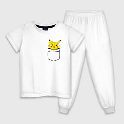 Пижама хлопковая детская Пикачу в кармане, цвет: белый