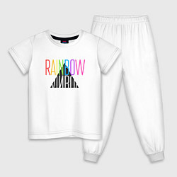 Пижама хлопковая детская Rainbow, цвет: белый
