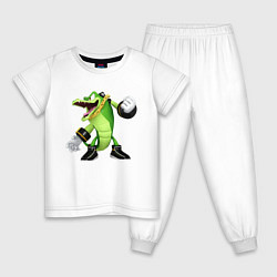 Пижама хлопковая детская Sonic Crocodile, цвет: белый