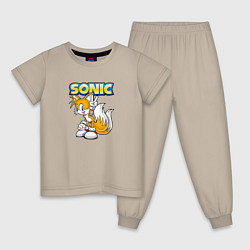 Пижама хлопковая детская Sonic, цвет: миндальный