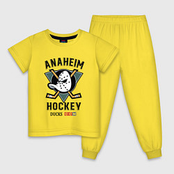 Пижама хлопковая детская ANAHEIM DUCKS, цвет: желтый