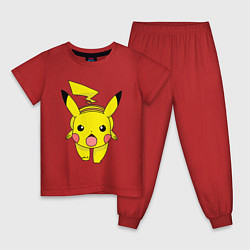 Пижама хлопковая детская ПикачуПикачу, цвет: красный