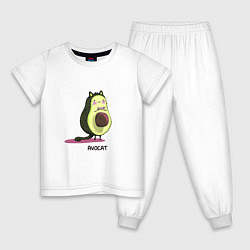Пижама хлопковая детская Авокадо кот - авокот, цвет: белый
