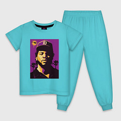 Пижама хлопковая детская Ice Cube, цвет: бирюзовый