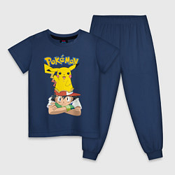 Пижама хлопковая детская Pokemon, цвет: тёмно-синий