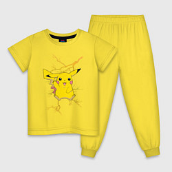Пижама хлопковая детская Pikachu, цвет: желтый
