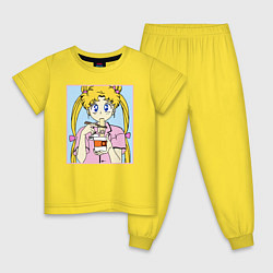 Пижама хлопковая детская Sailor Moon Usagi Tsukino, цвет: желтый