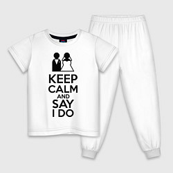 Пижама хлопковая детская Keep Calm & Say I Do, цвет: белый