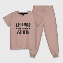 Пижама хлопковая детская Легенды рождаются в апреле, цвет: пыльно-розовый
