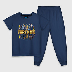 Пижама хлопковая детская Fortnite Chapter 2 цвета тёмно-синий — фото 1