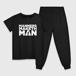Пижама хлопковая детская Manners maketh man, цвет: черный
