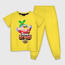 Пижама хлопковая детская BRAWL STARS TROPICAL SPROUT, цвет: желтый