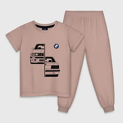 Пижама хлопковая детская BMW БМВ Z, цвет: пыльно-розовый