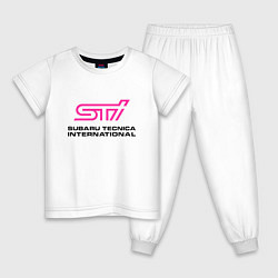 Пижама хлопковая детская SUBARU STI Z, цвет: белый