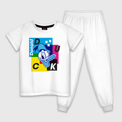 Пижама хлопковая детская Donald Duck, цвет: белый