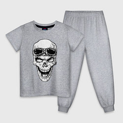 Пижама хлопковая детская Skull and glasses, цвет: меланж