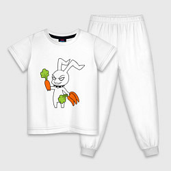 Пижама хлопковая детская Злой заяц, цвет: белый
