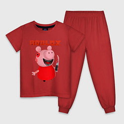 Пижама хлопковая детская Свинка Пигги, цвет: красный